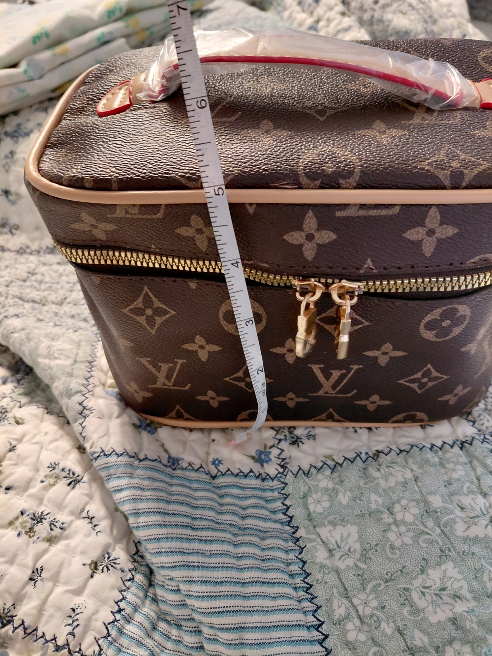 Monogram Cosmetic Case with Red-Trim Handle